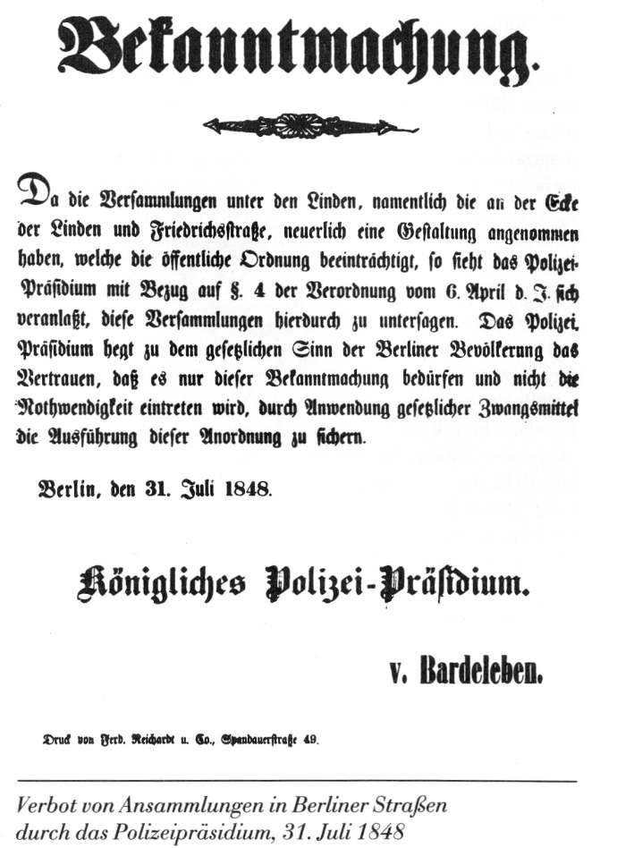 Bekanntmachung 1848
