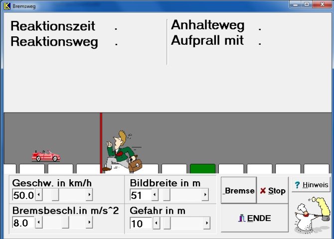 Anhalteweg - Bremsweg Simulation